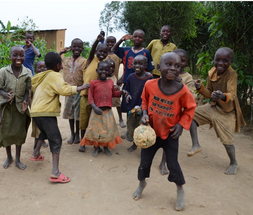 Young children in Shalita Island where in the people suffer from poverty