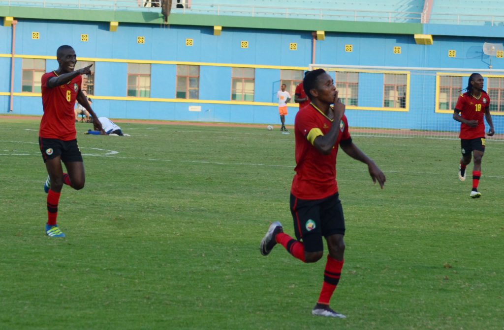 Rwanda National Team in Yellow jersey  in the clash against Mozambique, 2-3 the final result of the match. Amavubi lost the match that finished their hopes to qualify for CAN. 
