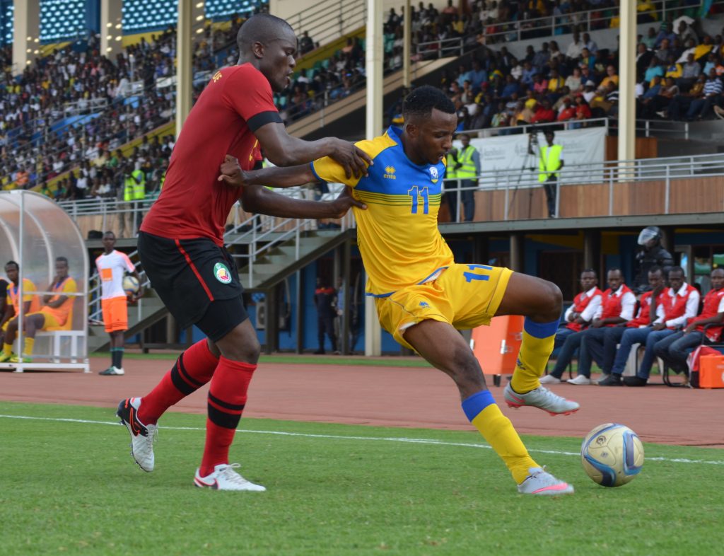 Rwanda National Team in Yellow jersey  in the clash against Mozambique, 2-3 the final result of the match. Amavubi lost the match that finished their hopes to qualify for CAN. 