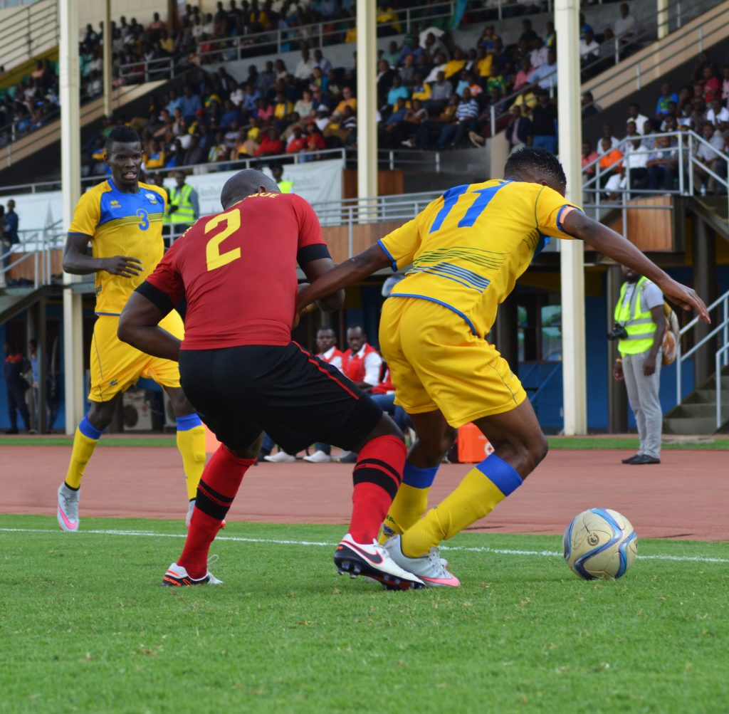 Rwanda National Team in Yellow jersey  in the clash against Mozambique, 2-3 the final result of the match. Amavubi lost the match that finished their hopes to qualify for CAN. 