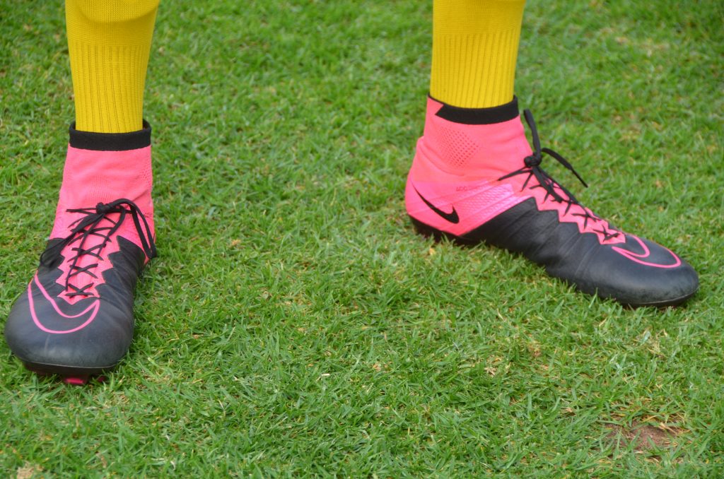 Ian Kagame's boots in a friendly match between Rwanda National team U20 and Morroco. Two sons of President Kagame: Ian Kagame and Brian Kagame were among 18 players who helped Rwanda to draw 1-1 against Morroco.