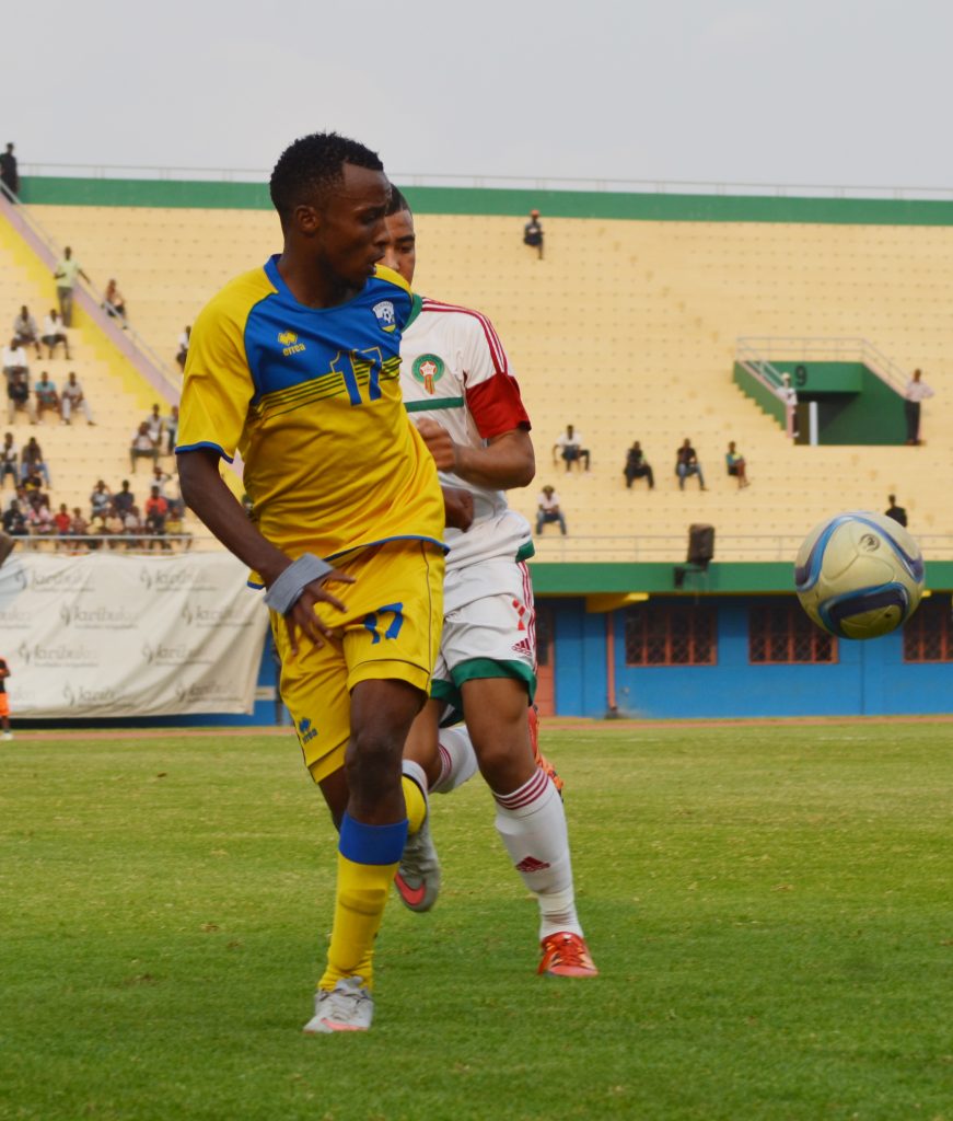Savio Nshuti Amavubi U20 Captain in a friendly match between Rwanda National team U20 and Morroco. Two sons of President Kagame: Ian Kagame and Brian Kagame were among 18 players who helped Rwanda to draw 1-1 against Morroco.