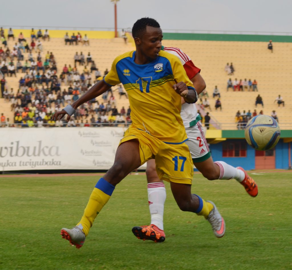 Savio Nshuti Amavubi U20 Captain in a friendly match between Rwanda National team U20 and Morroco. Two sons of President Kagame: Ian Kagame and Brian Kagame were among 18 players who helped Rwanda to draw 1-1 against Morroco.